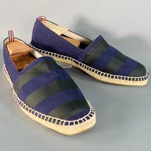 CASTANER Size 11 Navy Black Stripe Canvas Espadrille Slip On Sneakers